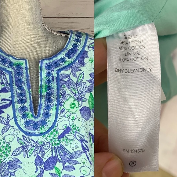 Vineyard Vines Blue Bird linen Dress Size 8 V neck - Picture 3 of 3